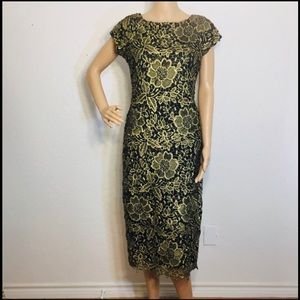 Black & Gold Lace Body Con Dress by Beige by ECI